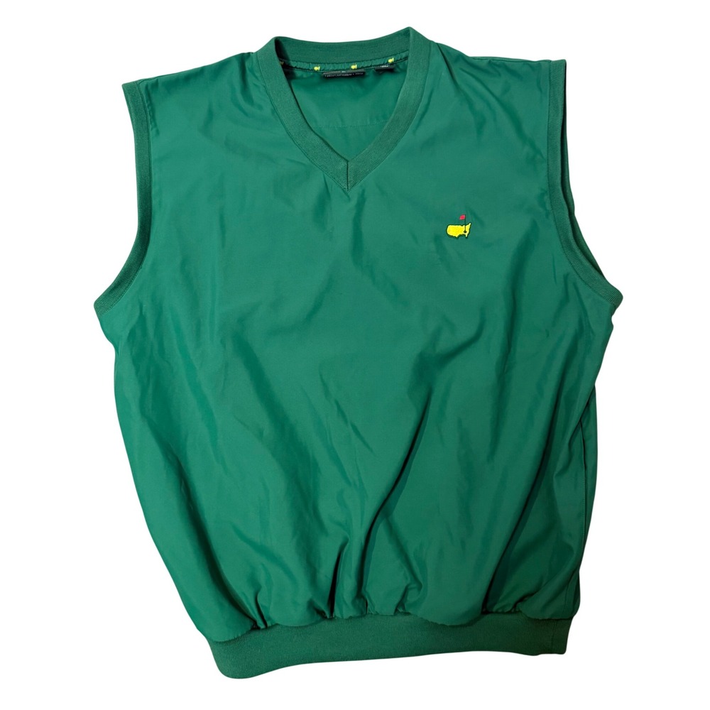 Masters Collection Golf Vest Mens XL Green V-Neck Windbreaker Pullover Preppy